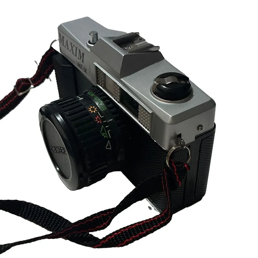 Vintage Maxim MF-1X 35mm Film Camera Tested Box Case Manual Strap Near Mint